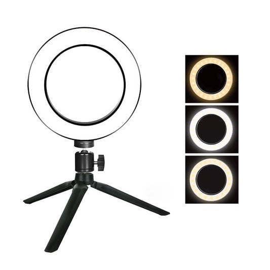 Live Broadcast Self-timer Dimming Ring LED Beauty Selfie Light with Small Table Tripod, Selfie Light Diameter: 16cm by buy2fix