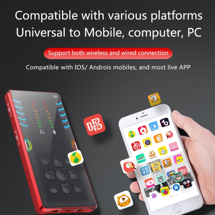 RK-C21 Bluetooth Live Broadcast Audio Headset Microphone Webcast Entertainment Streamer Sound Card for Phone, Computer PC (Red) by buy2fix