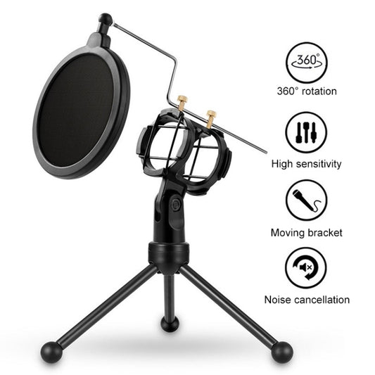 Yanmai PS-3 Mini Portable Microphone Anti-network Shockproof Desktop Stand(Black) by Yanmai