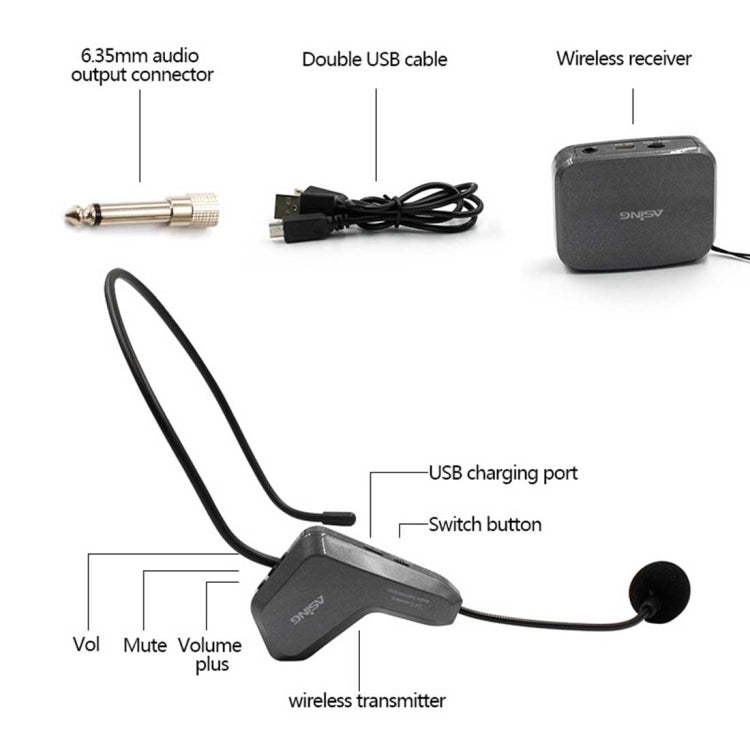ASiNG WM01 2.4GHz Wireless Audio Transmission Electronic Pickup Microphone, Transmission Distance: 50m by ASiNG
