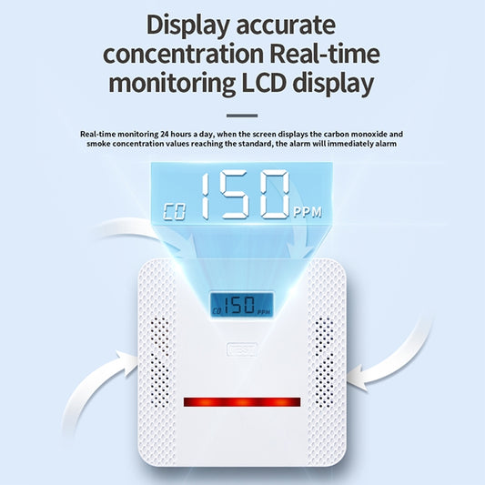 XY-S510COM 2 in 1 Carbon Monoxide Smoke Composite Alarm Detector without Battery by buy2fix