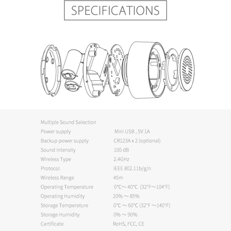 NEO NAS-AB02W WiFi USB Siren Alarm Sensor for Home Alarms Security by buy2fix