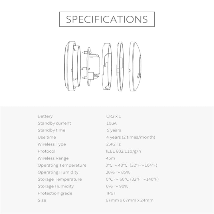 NEO NAS-WS02W WiFi Water Sensor & Flood Detector, Support Android / IOS systems by buy2fix