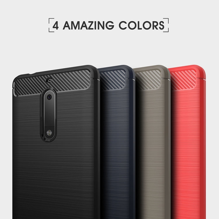For Nokia 5 Brushed Carbon Fiber Texture Shockproof TPU Protective Cover Case (Red) by buy2fix