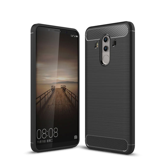 For Huawei Mate 10 Pro Brushed Texture Carbon Fiber Shockproof TPU Rugged Armor Protective Case (Black) by buy2fix