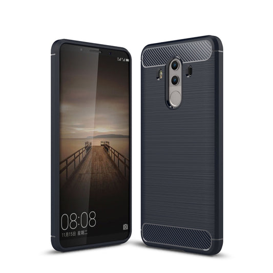 For Huawei Mate 10 Pro Brushed Texture Carbon Fiber Shockproof TPU Rugged Armor Protective Case (Navy Blue) by buy2fix