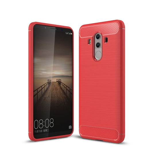 For Huawei Mate 10 Pro Brushed Texture Carbon Fiber Shockproof TPU Rugged Armor Protective Case (Red) by buy2fix