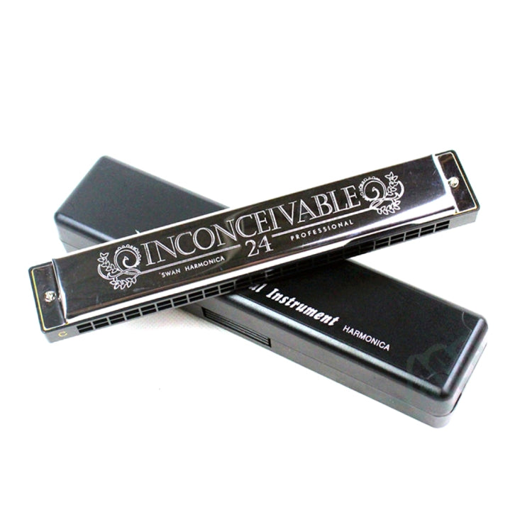 Swan 24-holes Polyphonic Harmonica Beginner Children Adult Students Playing Musical Instruments by buy2fix