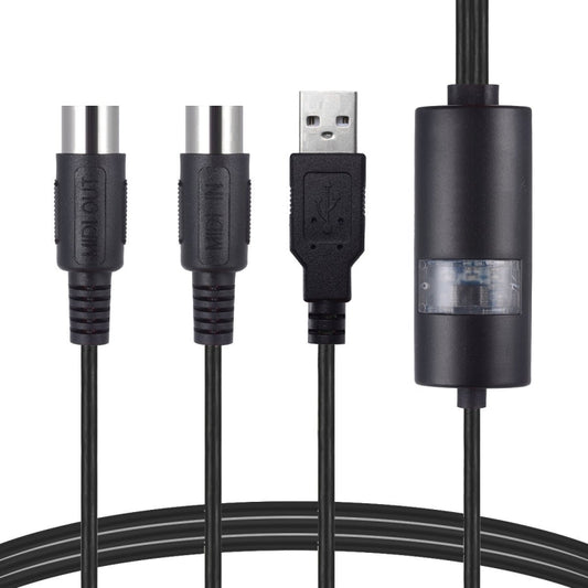WERSI UM-18 USB MIDI Cable MidiPort Midi Cable Electric Piano Electronic Drum Music Editing Line, Length: 2m(Black) by buy2fix