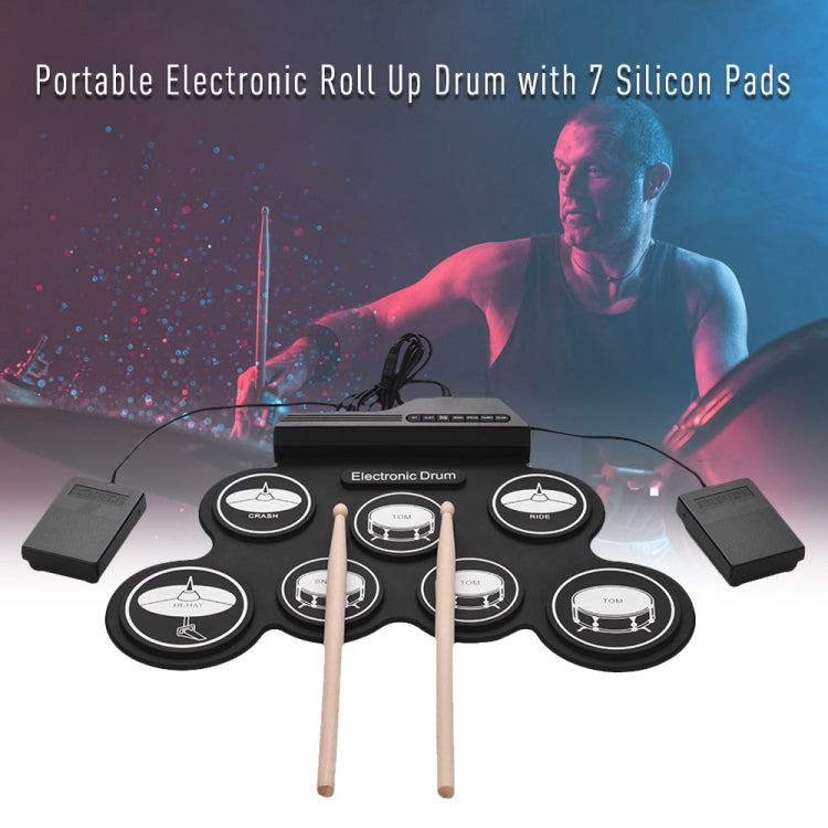 Portable Silicone Hand Roll USB Electronic Drum, Black Icon Version by buy2fix