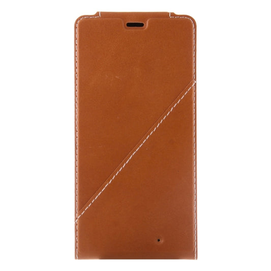 Vertical Flip Genuine Leather Case + QI Wireless Standard Charging Back Cover For Microsoft Lumia 950 XL(Brown) by buy2fix