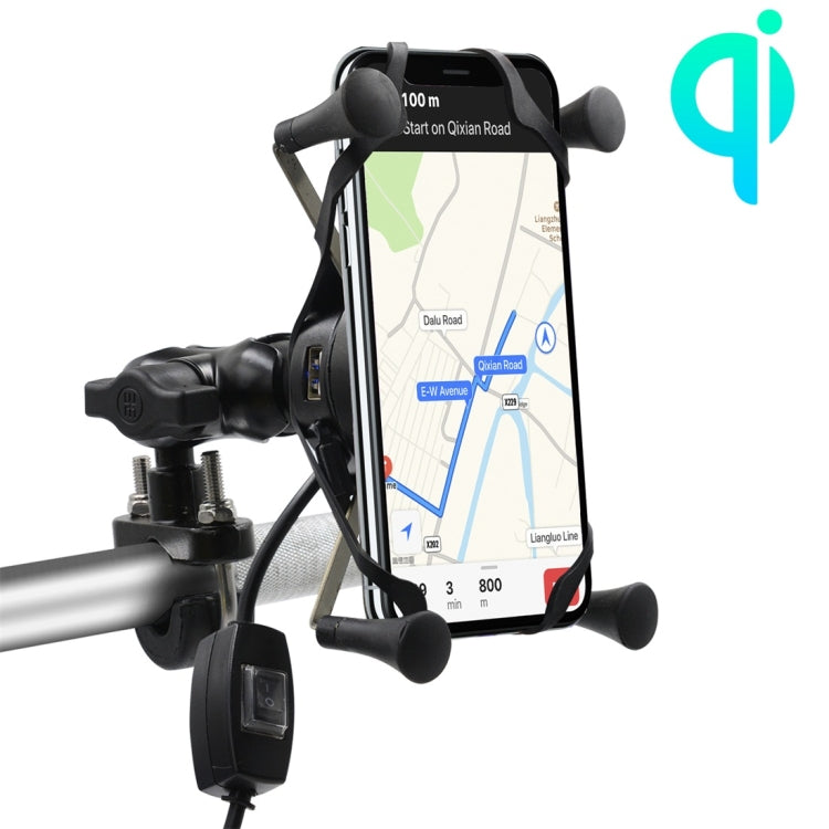 CS-878A1 Multi-function Motorcycle Wireless Wired Aluminum Alloy Mobile Phone Holder Charger (Black) - Battery Charger by buy2fix | Online Shopping UK | buy2fix