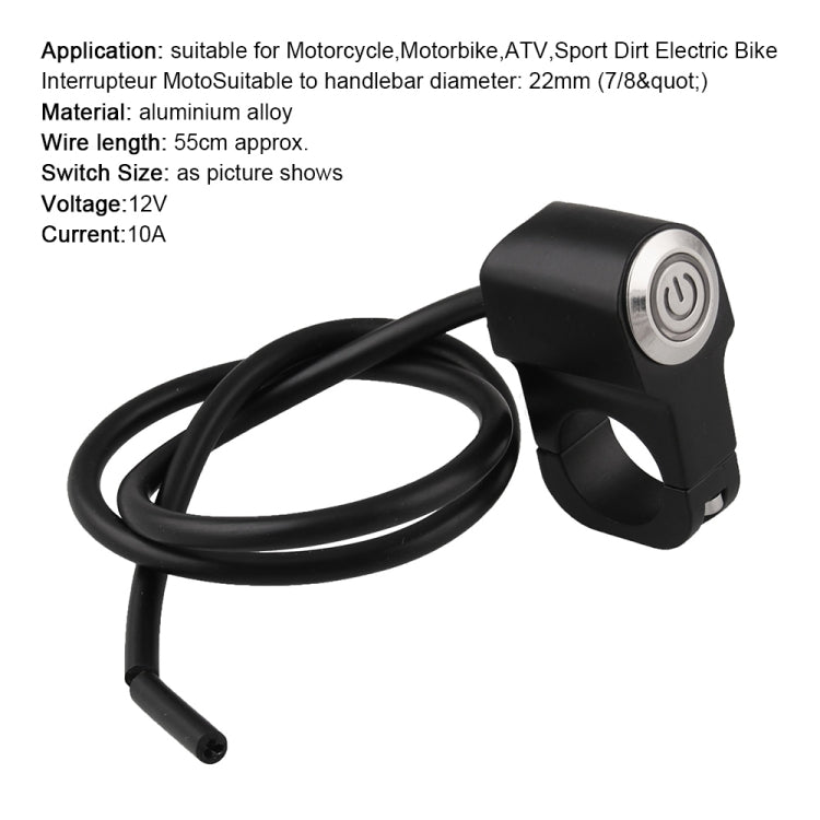 MB-BS001-R Motorcycle Motorcycle Switches 22mm Handlebar Mount Switch Headlight Hazard Brake Light Power Switch with Indicator Light (Blue Light) by buy2fix