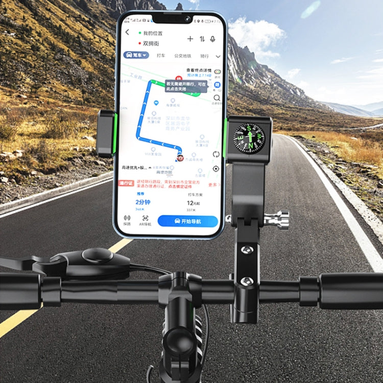 Motorcycle Spherical Compass Phone Holder, Handlebar without Light (Black) by buy2fix