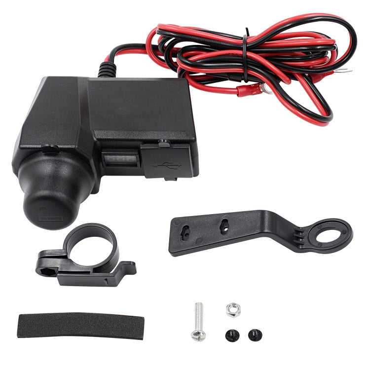 CS-1072B1 Motorcycle Dual USB Charger + Voltmeter with Cigarette Lighter & Cigarette Butts (Black) by buy2fix