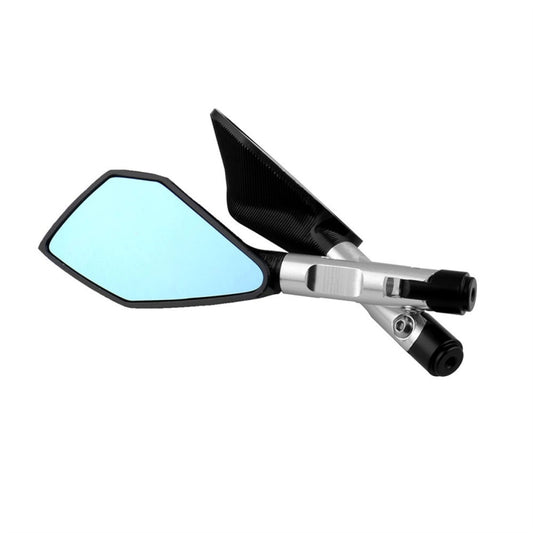Modified Motorcycle Aluminium Alloy Rhombus Reflective Light Side Rearview Mirror (White) by buy2fix