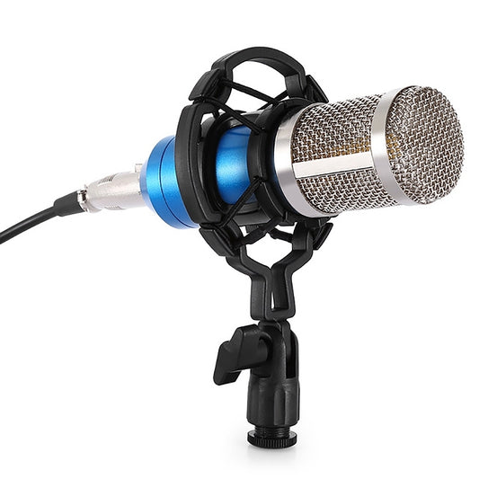 BM-800 3.5mm Studio Recording Wired Condenser Sound Microphone with Shock Mount, Compatible with PC / Mac for Live Broadcast Show, KTV, etc.(Blue) by buy2fix