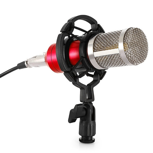 BM-800 3.5mm Studio Recording Wired Condenser Sound Microphone with Shock Mount, Compatible with PC / Mac for Live Broadcast Show, KTV, etc.(Red) by buy2fix