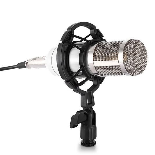 BM-800 3.5mm Studio Recording Wired Condenser Sound Microphone with Shock Mount, Compatible with PC / Mac for Live Broadcast Show, KTV, etc.(White) by buy2fix