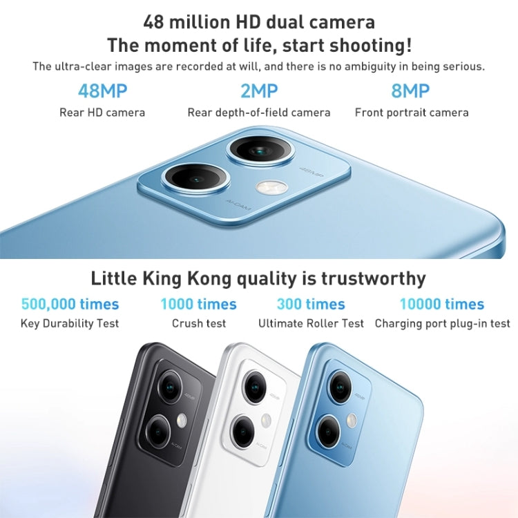 Xiaomi Redmi Note 12 5G, 48MP Camera, 8GB+256GB, Dual Back Cameras, 5000mAh Battery, Side Fingerprint Identification, 6.67 inch MIUI 13 Qualcomm Snapdragon 4 Gen1 Octa Core up to 2.0GHz, Network: 5G, Dual SIM, IR, Not Support Google Play(Blue) by Xiaomi