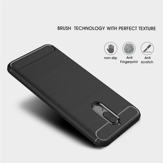 For Huawei Mate 10 Lite Brushed Carbon Fiber Texture TPU Shockproof Anti-slip Soft Protective Back Cover Case(Black) by buy2fix