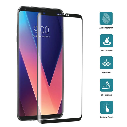 For LG V30 0.26mm 9H Surface Hardness 3D Curved Full Screen Tempered Glass Screen Protector (Black) by buy2fix