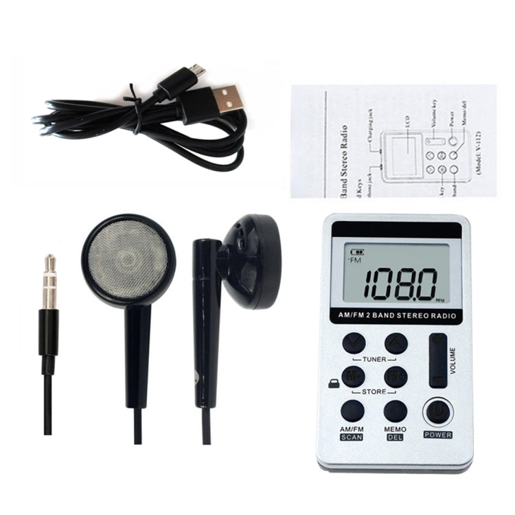 Portable AM / FM Two Bands Rechargeable Stereo Radio Mini Receiver with & LCD Screen & Earphone Jack & Lanyard (White) by buy2fix