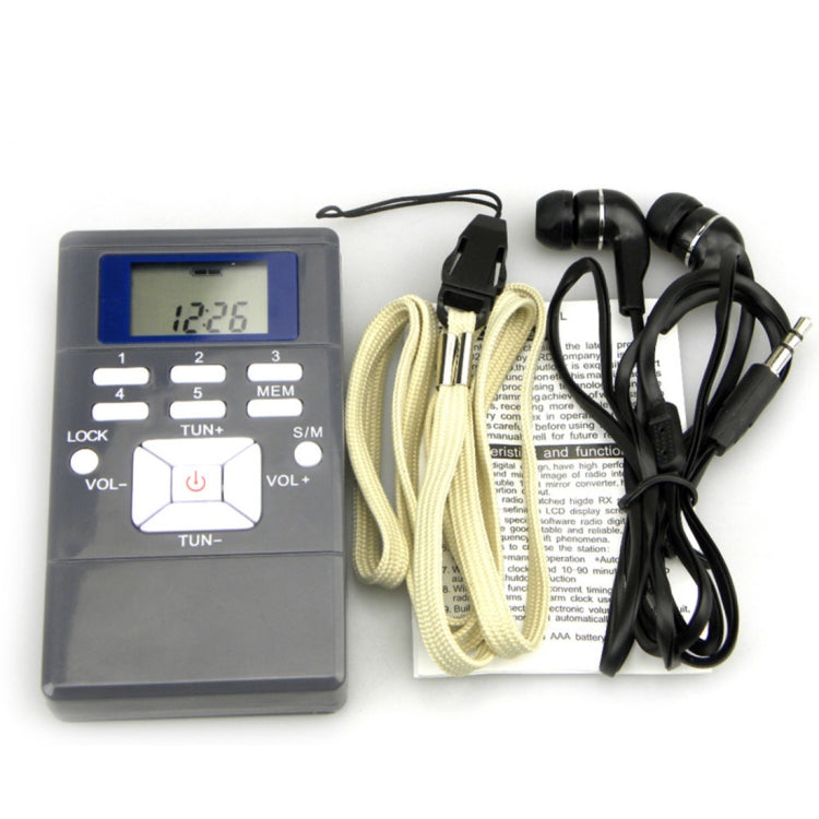 Portable Mini Frequency Modulation Digital LCD Display Radio Receiver with Earphone Jack & Lanyard by buy2fix