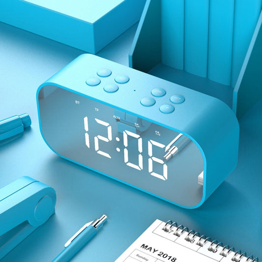 AEC BT501 Bluetooth 5.0 Mini Speaker with LED & Alarm Clock & Clock & Mirror, Support 32G TF Card(Blue) by AEC