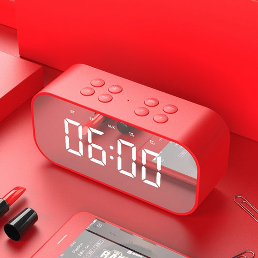 AEC BT501 Bluetooth 5.0 Mini Speaker with LED & Alarm Clock & Clock & Mirror, Support 32G TF Card(Red) by AEC