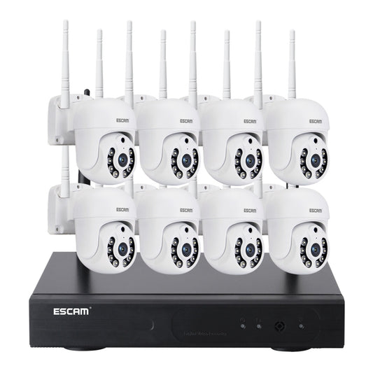 ESCAM WNK718 HD 3.0 Million Pixels 8-channel Wireless + 8IPC Wireless NVR Security System, US Plug by ESCAM