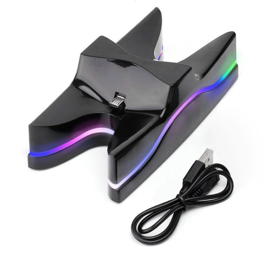 Special UFO Shape 2 x USB Charging Dock Station Stand / Controller Charging Stand for PS4 Playstation 4 with Multi Colors LED(Black) by buy2fix