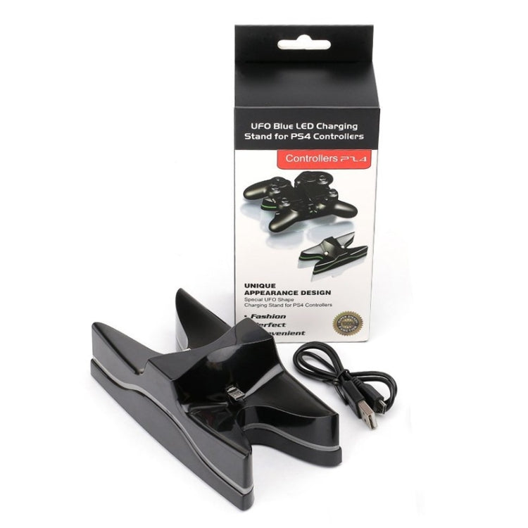 Special UFO Shape 2 x USB Charging Dock Station Stand / Controller Charging Stand for PS4 Playstation 4 with Multi Colors LED(Black) by buy2fix