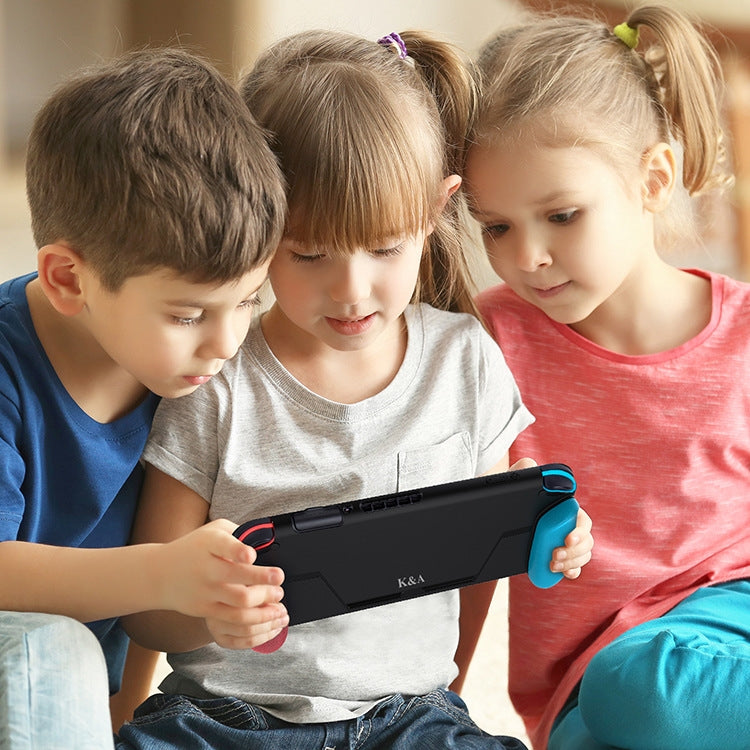 TPU Shell Handle Grip with Game Card Slot Anti-Shock Cover Silicone Case for Nintendo Switch, with Logo by buy2fix