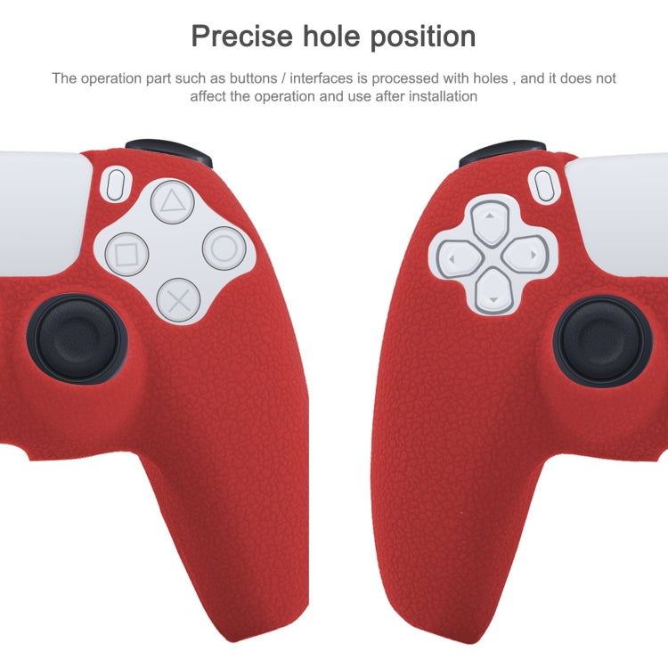Leather Texture Silicone Protective Case For PS5(Red) by buy2fix