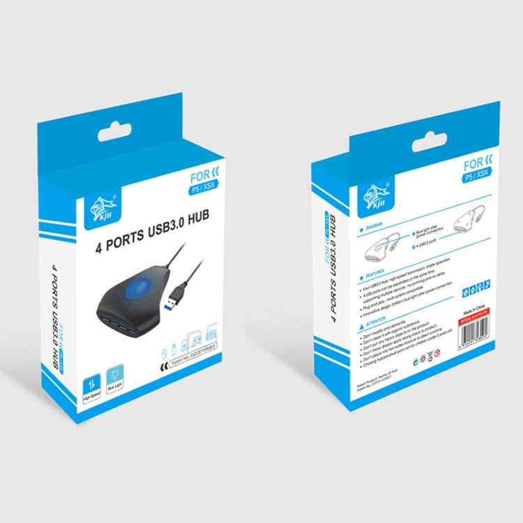 KJH P5-015 4 in 1 Hub Converter USB 3.0 Blue Light Expansion Adapter Splitter Charger Connector Splitter For PS5 / Xbox Series X by buy2fix