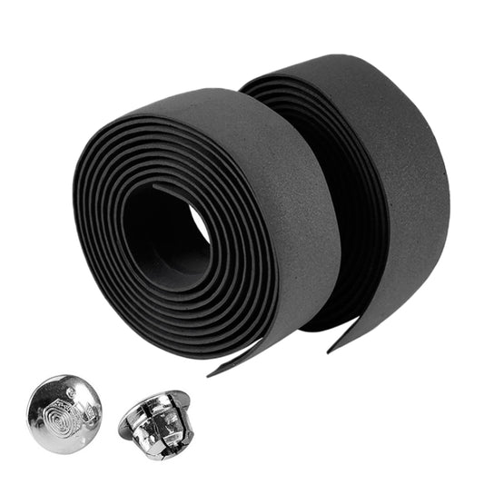 1 Pair Cycling Road Bike Sports Bicycle Cork Handlebar Tape Wrap + 2 Bar Plug(Black) by buy2fix