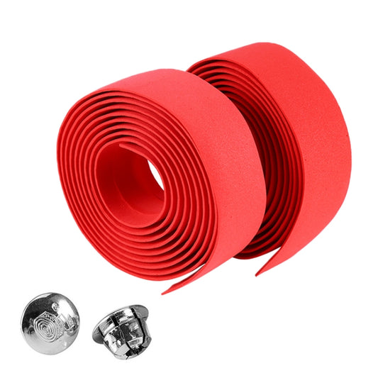 1 Pair Cycling Road Bike Sports Bicycle Cork Handlebar Tape Wrap + 2 Bar Plug(Red) by buy2fix