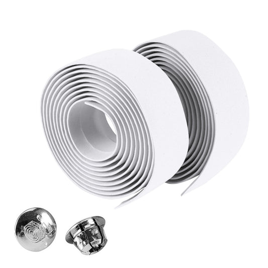1 Pair Cycling Road Bike Sports Bicycle Cork Handlebar Tape Wrap + 2 Bar Plug(White) by buy2fix