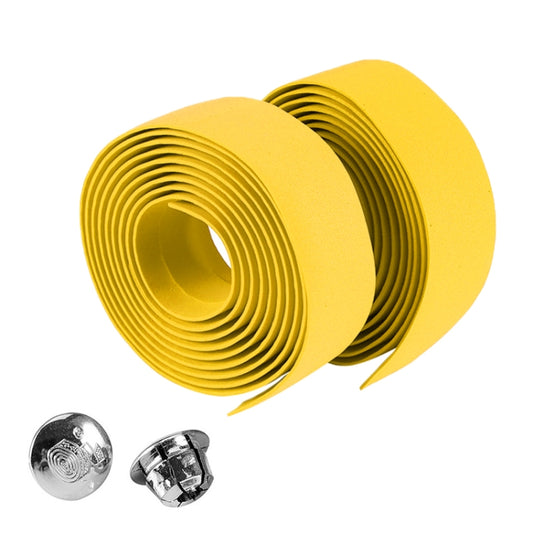 1 Pair Cycling Road Bike Sports Bicycle Cork Handlebar Tape Wrap + 2 Bar Plug(Yellow) by buy2fix