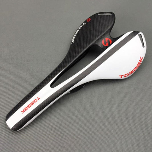 TOSEEK Road Bike Carbon Fiber Seat Bicycle Hollow Seat Saddle, 3K Texture + Extinction(White) by TOSEEK