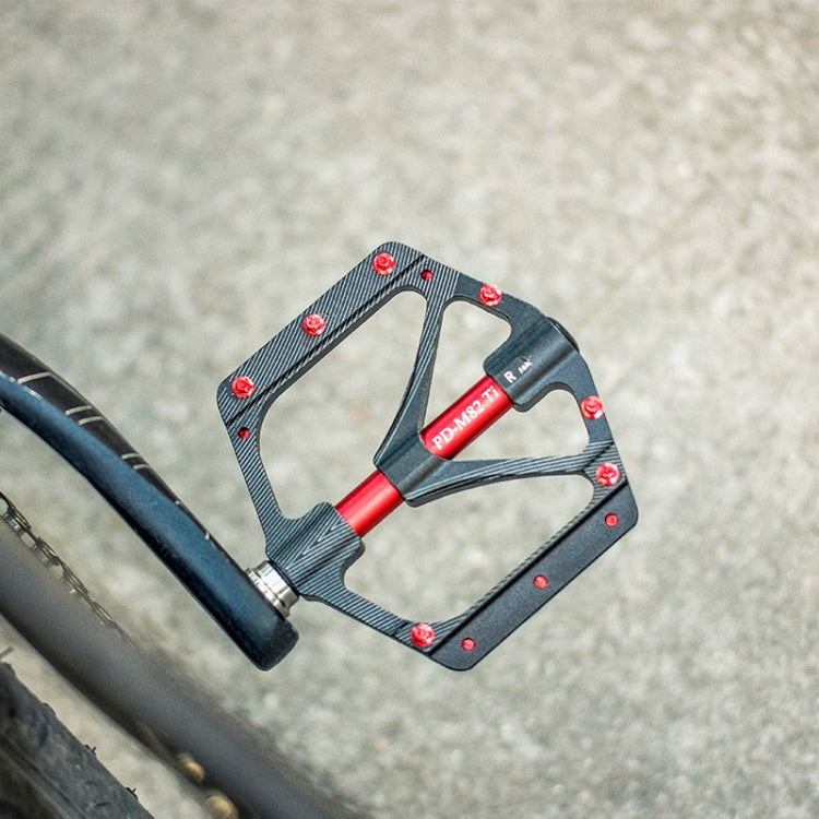 PROMEND PD-M82-TI 1 Pair Mountain Bicycle Titanium Alloy Shaft 3-Bearings Wide Pedals (Black) by PROMEND