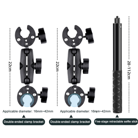 Motorcycle Double Dual-heads Crabs Clamps Handlebar Fixed Mount Selfie Stick by buy2fix