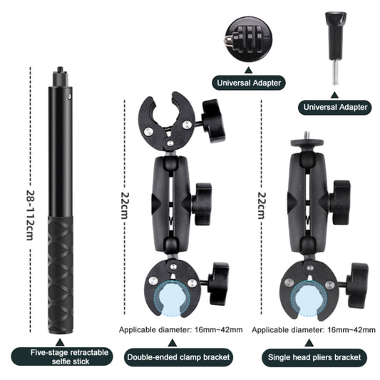 Motorcycle Dual-heads Crab & Single Heads Clamps Handlebar Fixed Mount Selfie Stick by buy2fix