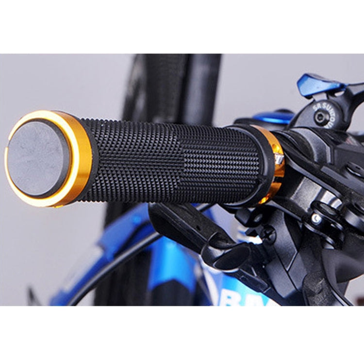 OQSPORT 2 PCS Bike Hand Grips Bilateral Lock Straight Barrel MTB Bicycle Anti-slip Handlebar Grips(Gold) by buy2fix