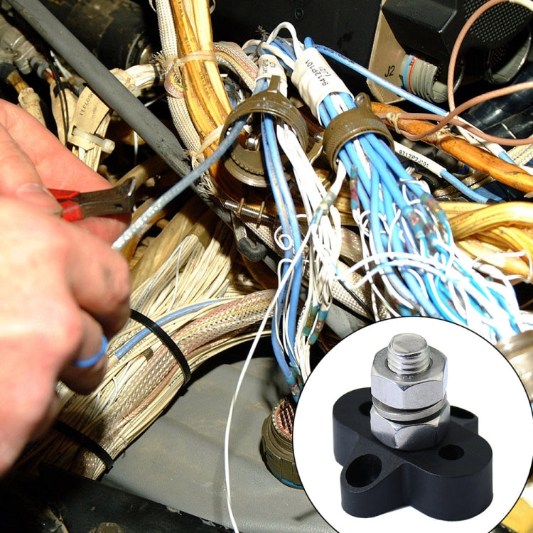 Single Heavy-Duty Terminal Studs Black M10 Bus Bar for Car / RV / Boat by buy2fix