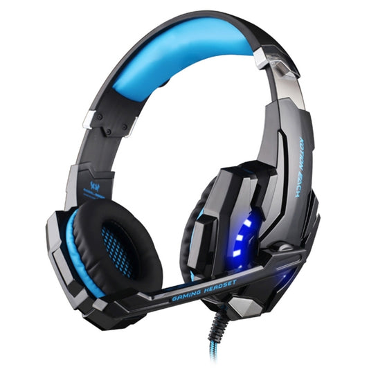 KOTION EACH G9000 3.5mm Game Gaming Headphone Headset Earphone Headband with Microphone LED Light for Laptop / Tablet / Mobile Phones,Cable Length: About 2.2m(Black Blue) by KOTION EACH