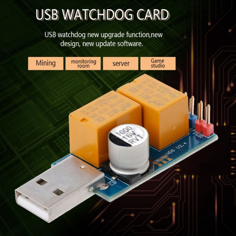 USB Watchdog Card Double Relay Unattended Automatic Restart Blue Screen Crash Timer Reboot for 24H Mining Server Gaming by buy2fix
