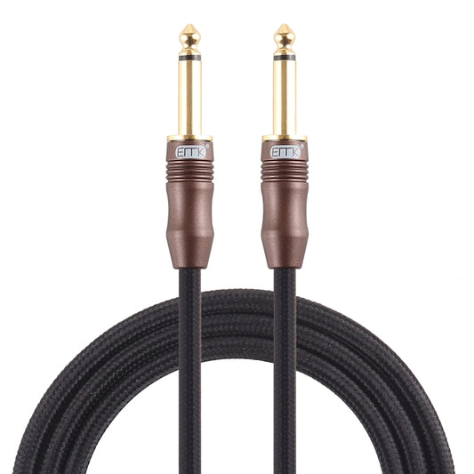 EMK 6.35mm Male to Male 3 Section Gold-plated Plug Cotton Braided Audio Cable for Guitar Amplifier Mixer, Length: 1.5m(Black) by EMK