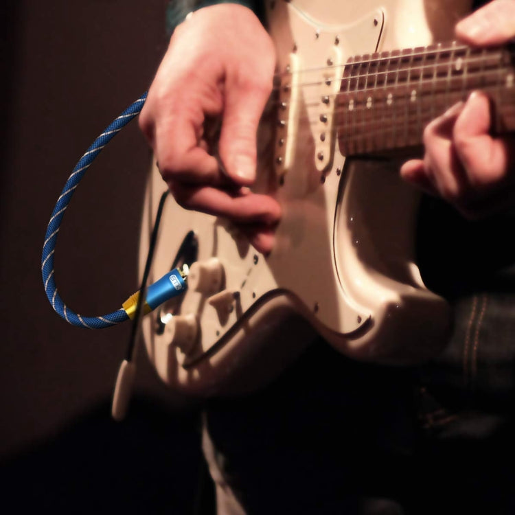 EMK 6.35mm Male to Male 3 Section Gold-plated Plug Grid Nylon Braided Audio Cable for Speaker Amplifier Mixer, Length: 1.5m(Blue) by EMK